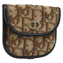 Christian Dior Trotter Canvas Coin Purse Brown Gold Auth YKZ414-1
