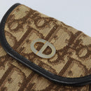 Christian Dior Trotter Canvas Coin Purse Brown Gold Auth YKZ414-8