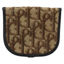 Christian Dior Trotter Canvas Coin Purse Brown Gold Auth YKZ414-2