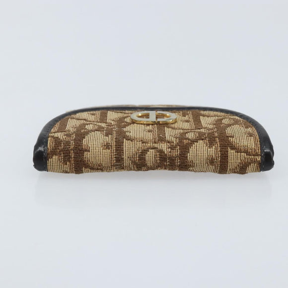 Christian Dior Trotter Canvas Coin Purse Brown Gold Auth YKZ414