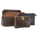 CELINE Macadam Canvas Clutch Bag PVC Leather 5 Set Brown Navy beige Auth YKZ425-1