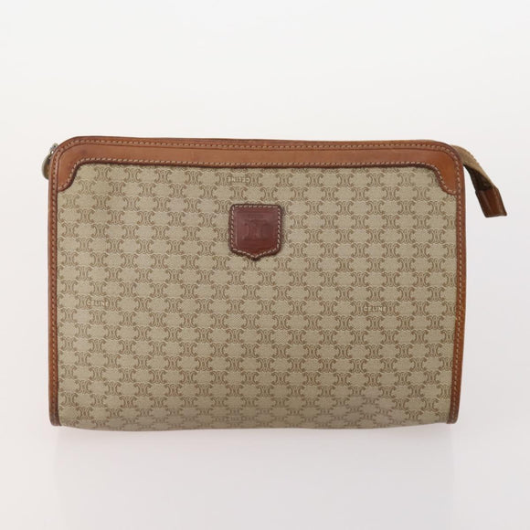 CELINE Macadam Canvas Clutch Bag PVC Leather 5 Set Brown Navy beige Auth YKZ425