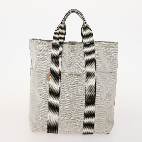 HERMES Fourre Tout Hand Bag Canvas 4 Set White Black Red Auth YKZ427