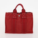 HERMES Fourre Tout Hand Bag Canvas 4 Set White Black Red Auth YKZ427-20