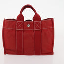 HERMES Fourre Tout Hand Bag Canvas 4 Set White Black Red Auth YKZ427-21