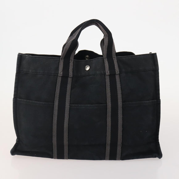 HERMES Fourre Tout Hand Bag Canvas 4 Set White Black Red Auth YKZ427