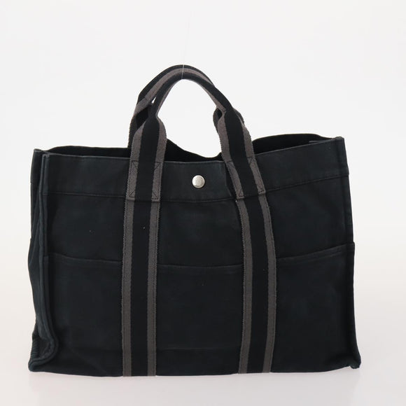 HERMES Fourre Tout Hand Bag Canvas 4 Set White Black Red Auth YKZ427
