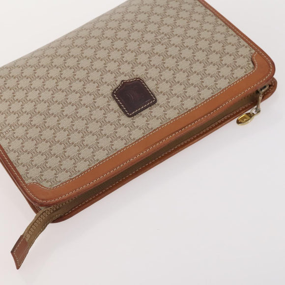 CELINE Macadam Canvas Bag PVC Leather 4 Set Brown beige Auth YKZ429