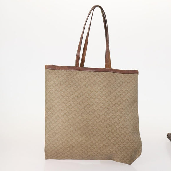 CELINE Macadam Canvas Bag PVC Leather 4 Set Brown beige Auth YKZ429