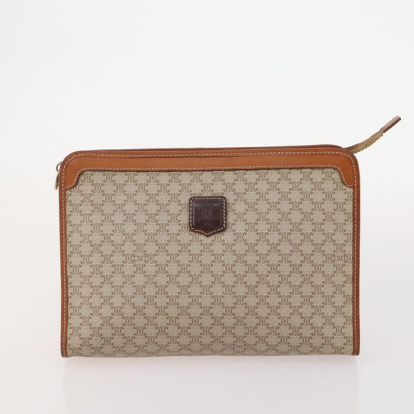 CELINE Macadam Canvas Bag PVC Leather 4 Set Brown beige Auth YKZ429