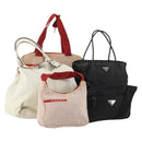 PRADA Sports Bag Nylon Canvas Leather 5 Set Red White khaki Auth YKZ432-1