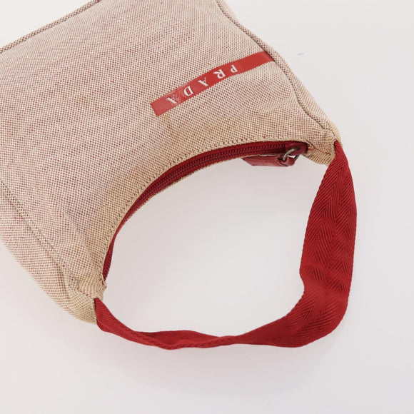 PRADA Sports Bag Nylon Canvas Leather 5 Set Red White khaki Auth YKZ432