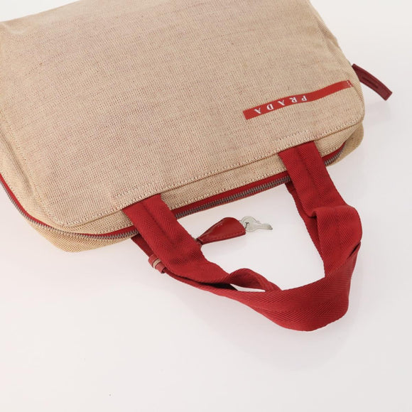 PRADA Sports Bag Nylon Canvas Leather 5 Set Red White khaki Auth YKZ432