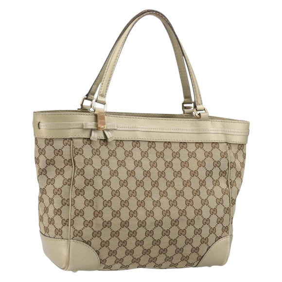 GUCCI GG Canvas Mayfair Tote Bag Beige Gold 257061 Auth YKZ449
