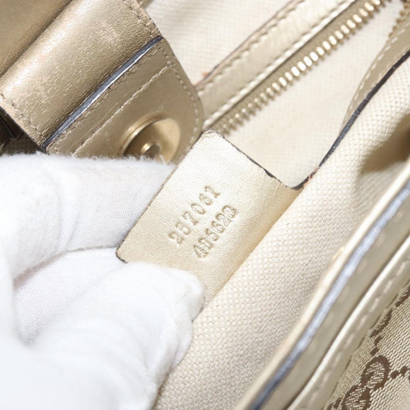 GUCCI GG Canvas Mayfair Tote Bag Beige Gold 257061 Auth YKZ449