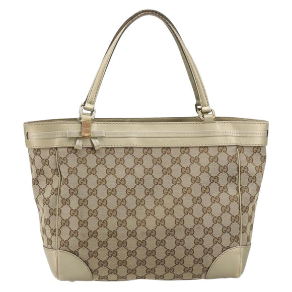 GUCCI GG Canvas Mayfair Tote Bag Beige Gold 257061 Auth YKZ449