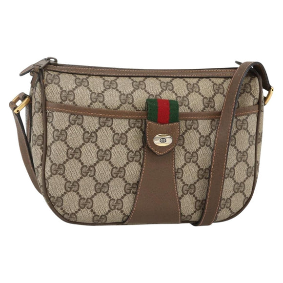 GUCCI GG Supreme Web Sherry Line Bag PVC Beige Gold 89 02 032 Auth YKZ450