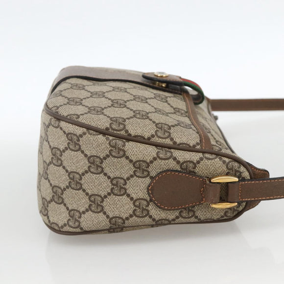 GUCCI GG Supreme Web Sherry Line Bag PVC Beige Gold 89 02 032 Auth YKZ450