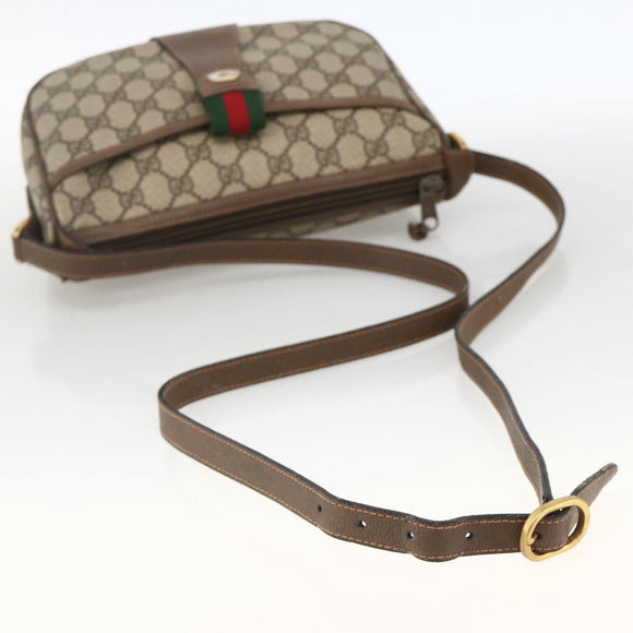 GUCCI GG Supreme Web Sherry Line Bag PVC Beige Gold 89 02 032 Auth YKZ450