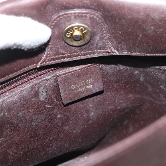 GUCCI Bamboo Hand Bag Leather 2way Bordeaux Gold 000 2122 0316 Auth YKZ453