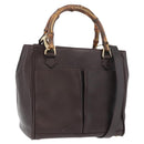 GUCCI Bamboo Hand Bag Leather 2way Bordeaux Gold 000 2122 0316 Auth YKZ453-1