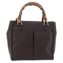 GUCCI Bamboo Hand Bag Leather 2way Bordeaux Gold 000 2122 0316 Auth YKZ453-13