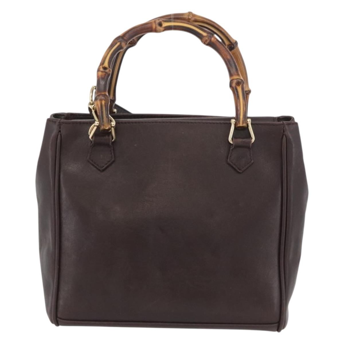 GUCCI Bamboo Hand Bag Leather 2way Bordeaux Gold 000 2122 0316