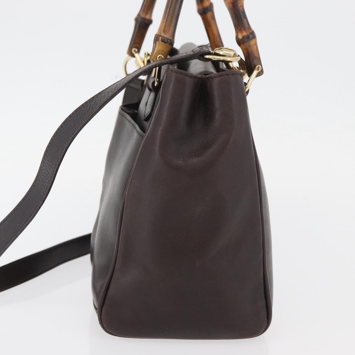 GUCCI Bamboo Hand Bag Leather 2way Bordeaux Gold 000 2122 0316