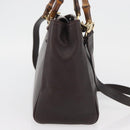 GUCCI Bamboo Hand Bag Leather 2way Bordeaux Gold 000 2122 0316 Auth YKZ453-4