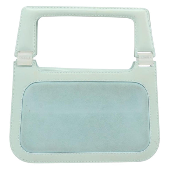 LOEWE Hand Bag Suede Baby Blue Gold Auth YKZ454
