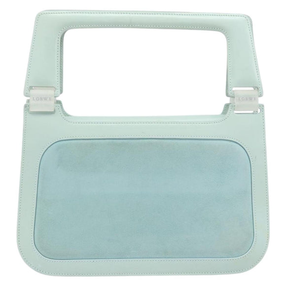 LOEWE Hand Bag Suede Baby Blue Gold Auth YKZ454