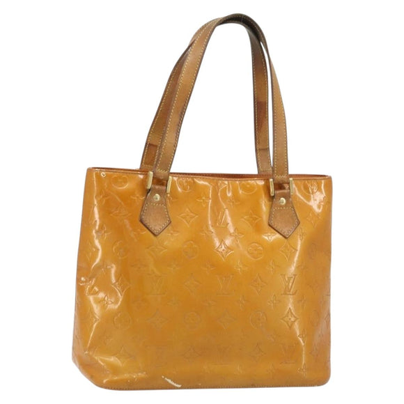 LOUIS VUITTON Monogram Vernis Houston Hand Bag Beige M91004 LV Auth YKZ456