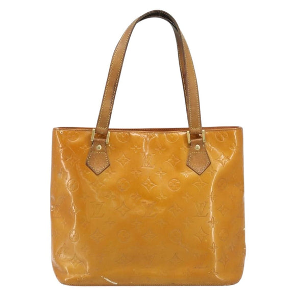 LOUIS VUITTON Monogram Vernis Houston Hand Bag Beige M91004 LV Auth YKZ456