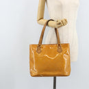 LOUIS VUITTON Monogram Vernis Houston Hand Bag Beige M91004 LV Auth YKZ456-26