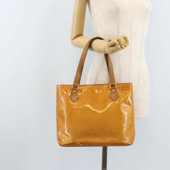 LOUIS VUITTON Monogram Vernis Houston Hand Bag Beige M91004 LV Auth YKZ456