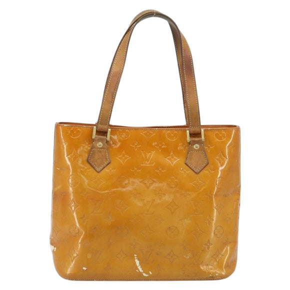 LOUIS VUITTON Monogram Vernis Houston Hand Bag Beige M91004 LV Auth YKZ456