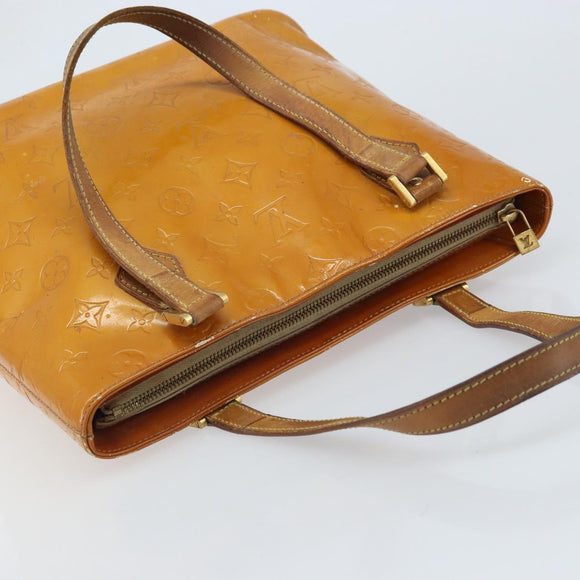 LOUIS VUITTON Monogram Vernis Houston Hand Bag Beige M91004 LV Auth YKZ456