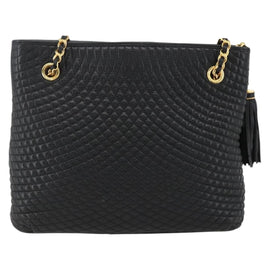 BALLY Chain Shoulder Bag Leather Black Gold Auth YKZ457A - 0