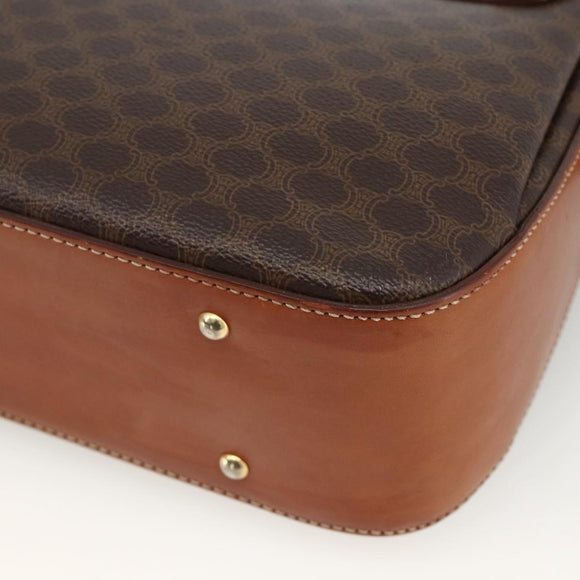 CELINE Macadam Canvas Hand Bag PVC Leather 2way Brown Gold Auth YKZ459