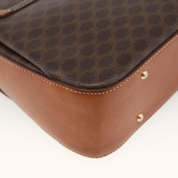 CELINE Macadam Canvas Hand Bag PVC Leather 2way Brown Gold Auth YKZ459