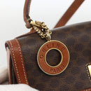 CELINE Macadam Canvas Hand Bag PVC Leather 2way Brown Gold Auth YKZ459-20