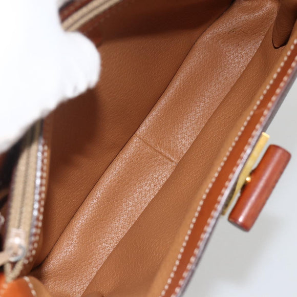 CELINE Macadam Canvas Hand Bag PVC Leather 2way Brown Gold Auth YKZ459