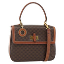 CELINE Macadam Canvas Hand Bag PVC Leather 2way Brown Gold Auth YKZ459-1
