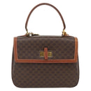 CELINE Macadam Canvas Hand Bag PVC Leather 2way Brown Gold Auth YKZ459-13