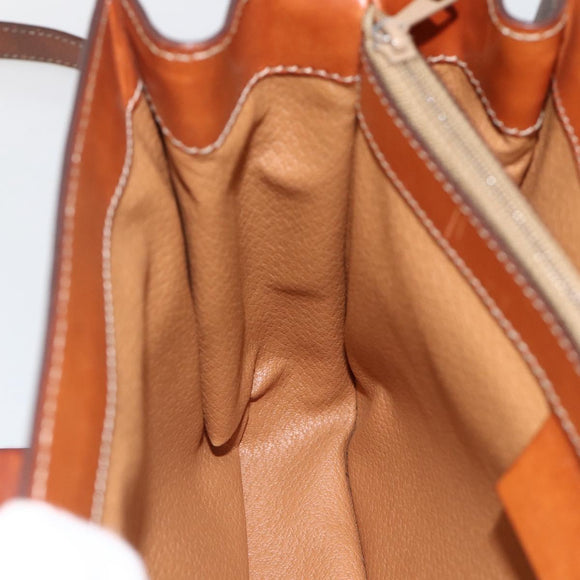 CELINE Macadam Canvas Hand Bag PVC Leather 2way Brown Gold Auth YKZ459