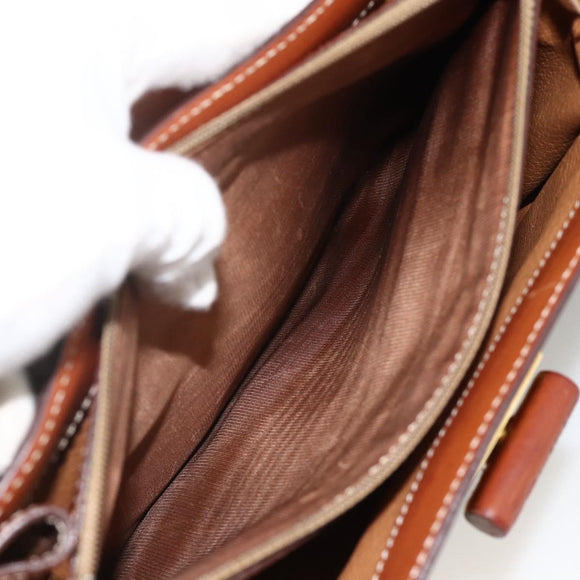 CELINE Macadam Canvas Hand Bag PVC Leather 2way Brown Gold Auth YKZ459