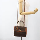CELINE Macadam Canvas Hand Bag PVC Leather 2way Brown Gold Auth YKZ459-26