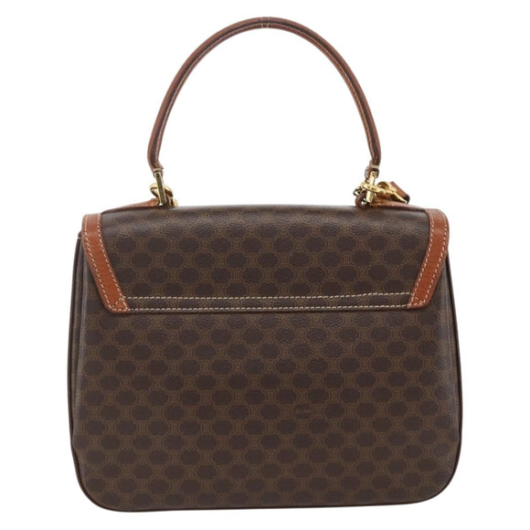 CELINE Macadam Canvas Hand Bag PVC Leather 2way Brown Gold Auth YKZ459