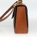 CELINE Macadam Canvas Hand Bag PVC Leather 2way Brown Gold Auth YKZ459-4