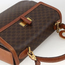 CELINE Macadam Canvas Hand Bag PVC Leather 2way Brown Gold Auth YKZ459-6